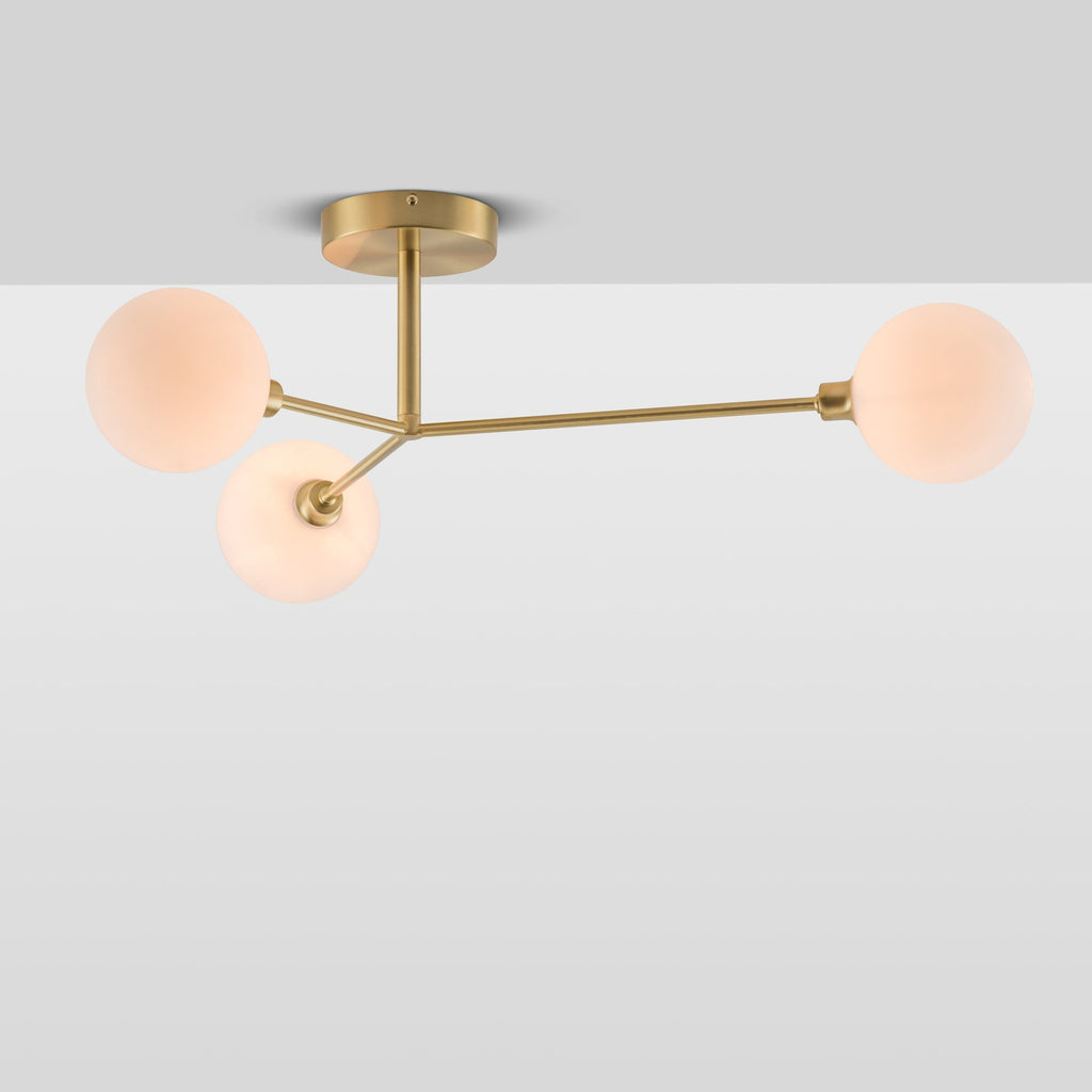 Brass 3 light flush ceiling light 