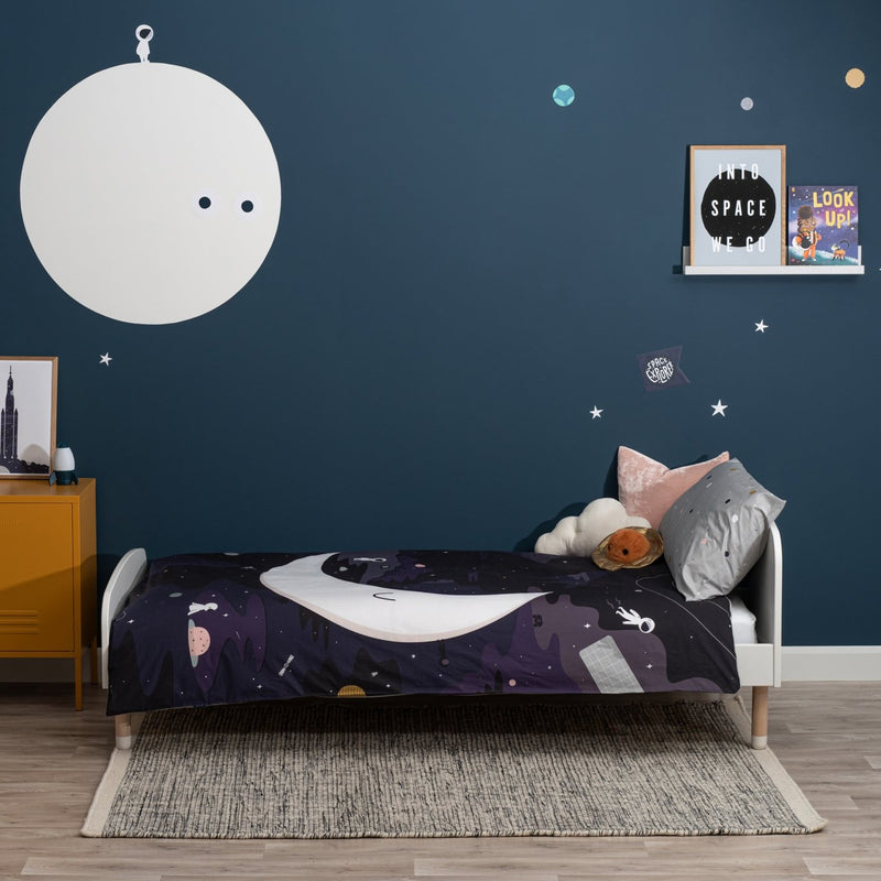 To The Moon Kids Bedding by Pea with Vinyl Sticker Set