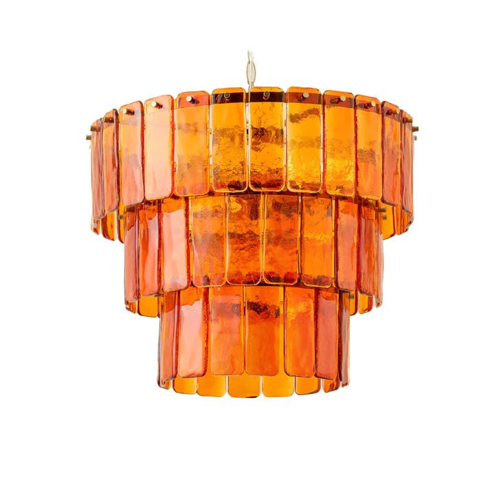 Amber Glass 3 Tiered Chandelier