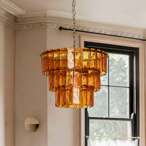 Amber Glass 3 Tiered Chandelier by HouseOf