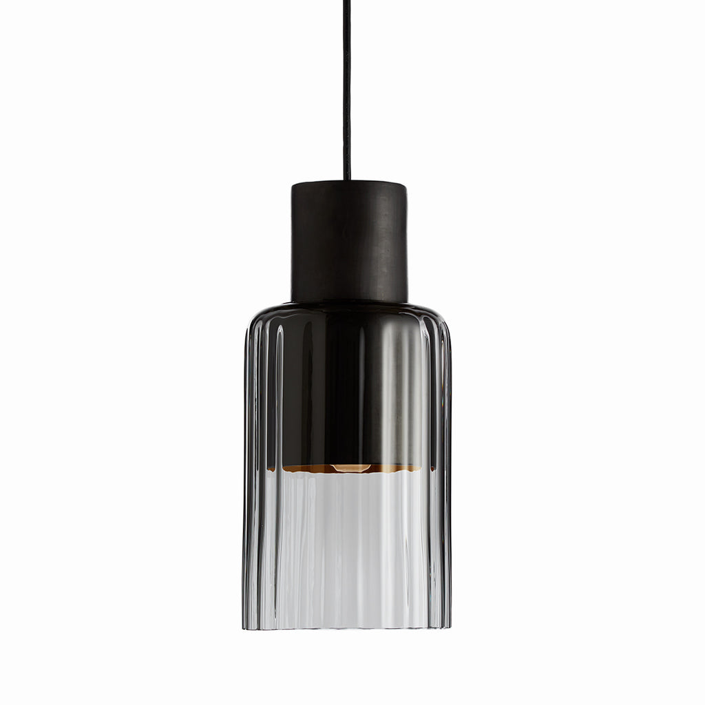 Barro Pendant Light Charcoal Clay and Smoked Glass By Graypants 