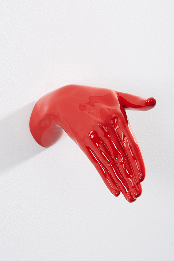 Thelermont Humton Hand wall art or hook, shaking gesture, red