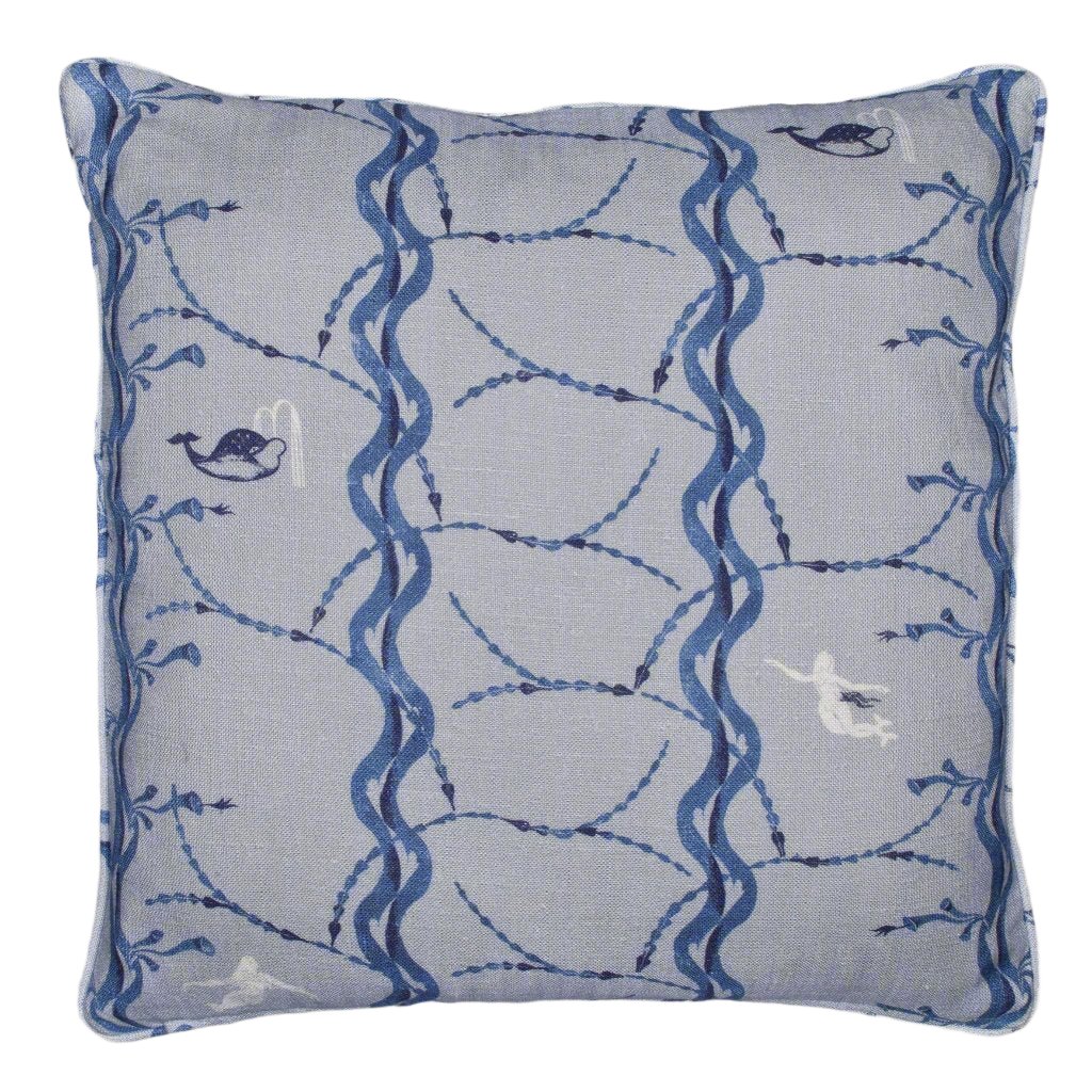 Mermaid Whale print cushion China Brick House