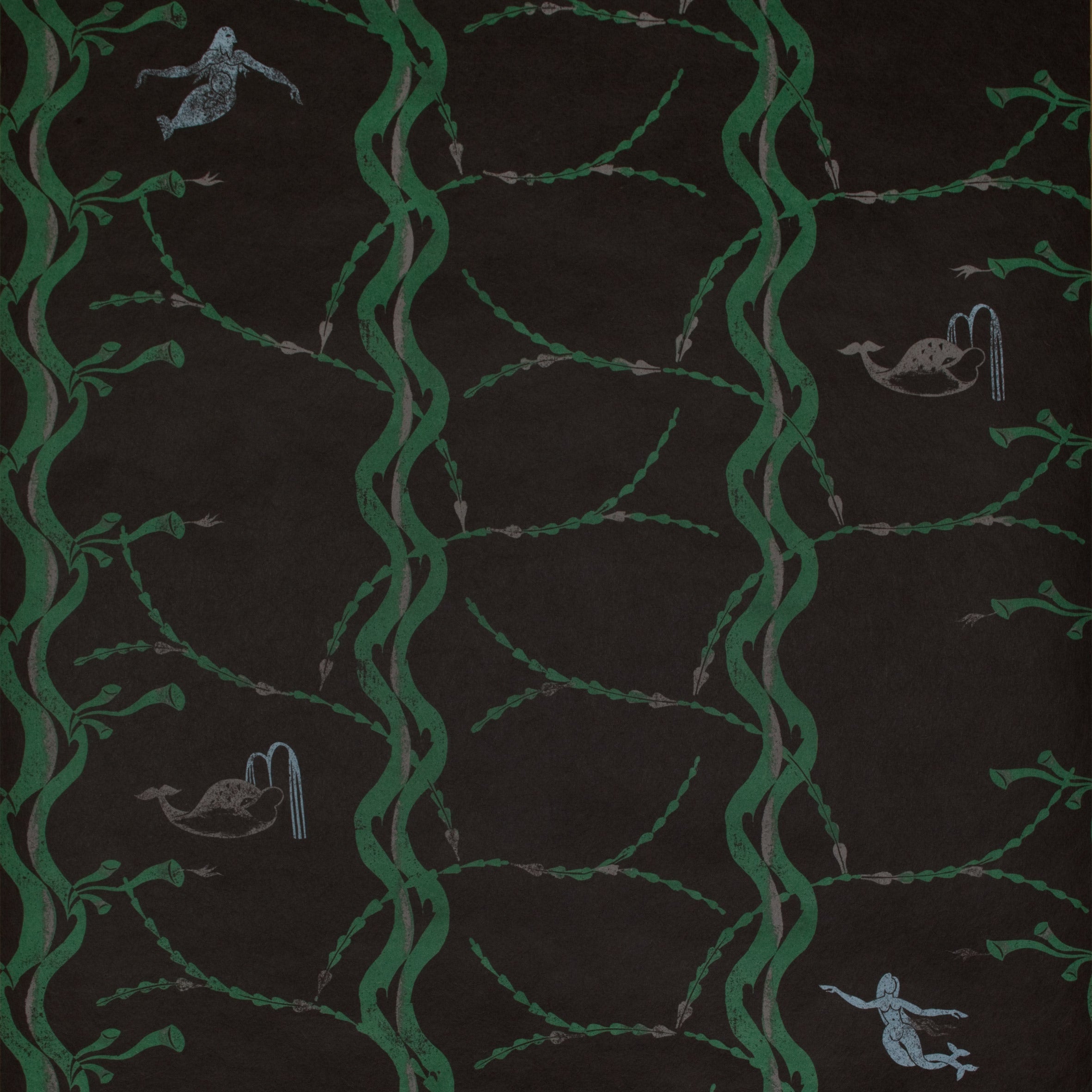 Mermaid and Whale Wallpaper, Midnight by Brick House