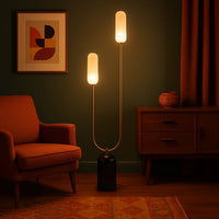 Olive Green Marble Curve Floor Lamp By Houseof