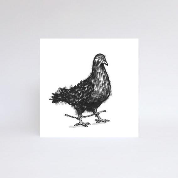 Pigeon, greetings card, black drawing