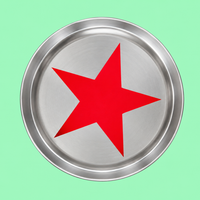 Zeus round enamelled aluminium tray with a red star motif by Geese