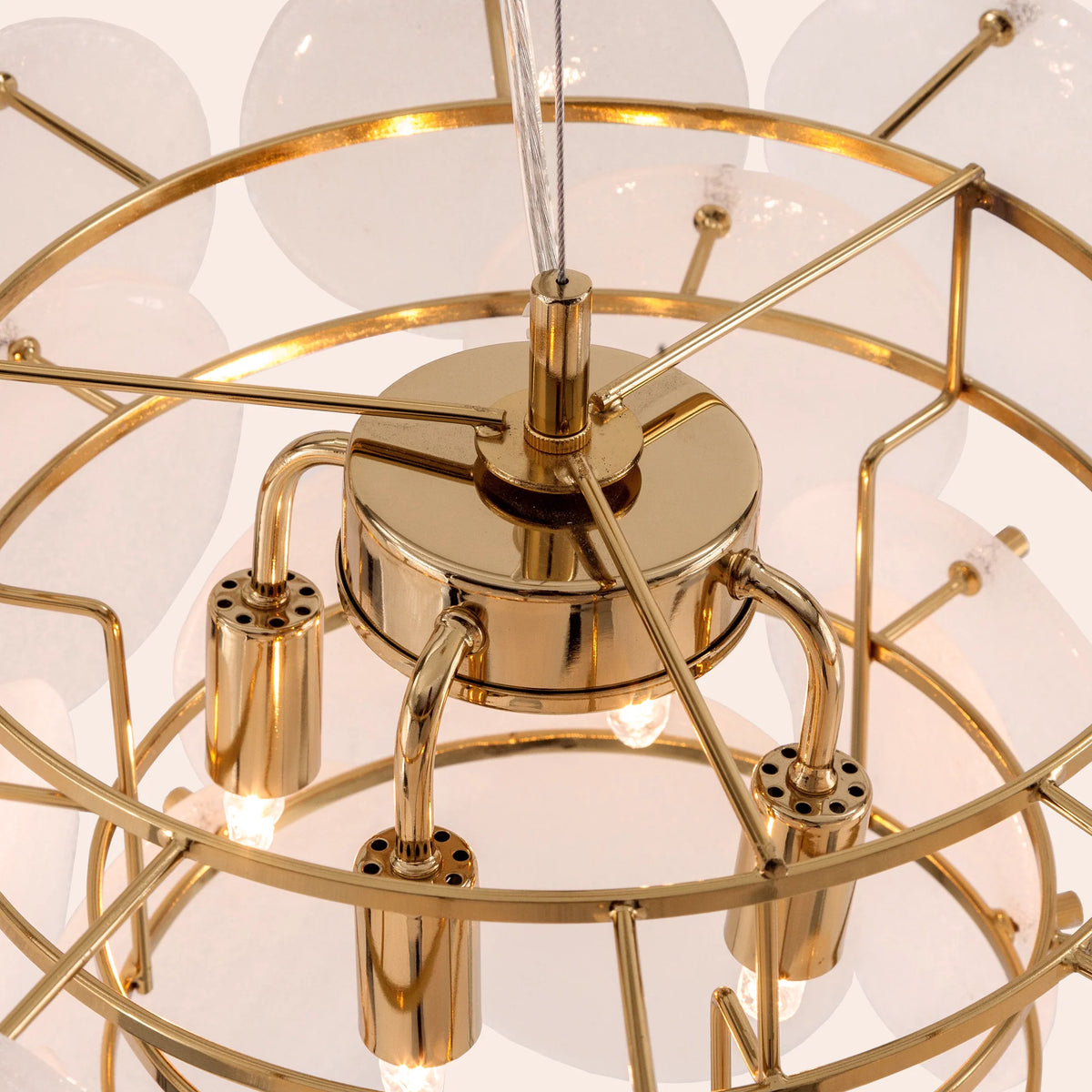 White Glass Disk Chandelier by houseof