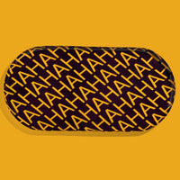 Zaha capsule enamel tray in deep purple with HAHAHA lettering in yellow by Geese