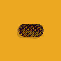 Zaha capsule enamel tray in deep purple with HAHAHA lettering in yellow by Geese