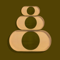 Zen capsule enamel tray in cream with a bold olive circle design by Geese