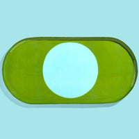Zen capsule enamel tray in green with a bold blue circle design by Geese