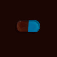 Zephyr capsule enamel tray with a split design in brown and blue by Geese