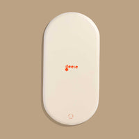Zephyr capsule enamel tray with a split design in green and cream by Geese