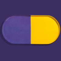 Zephyr capsule enamel tray with a split design in yellow and purple by Geese