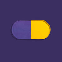 Zephyr capsule enamel tray with a split design in yellow and purple by Geese