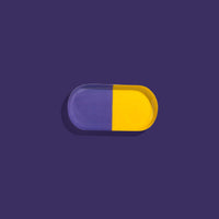 Zephyr capsule enamel tray with a split design in yellow and purple by Geese