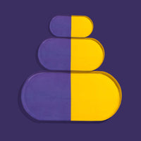 Zephyr capsule enamel tray with a split design in yellow and purple by Geese
