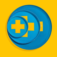 Zeppelin round enamel tray in blue with a vibrant yellow cross design by Geese