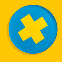 Zeppelin round enamel tray in blue with a vibrant yellow cross design by Geese