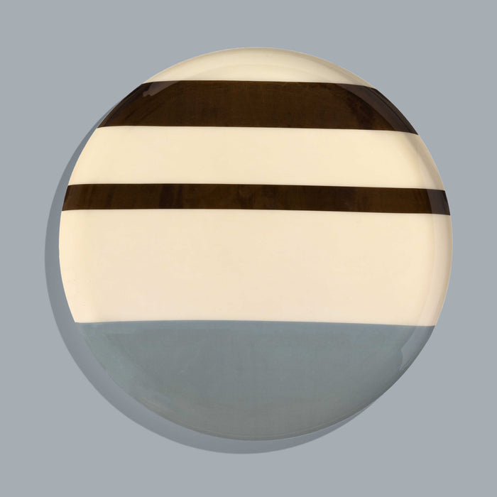 Zest round enamel tray in cream with grey and brown stripes by Geese