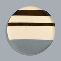 Zest round enamel tray in cream with grey and brown stripes by Geese