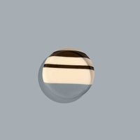 Zest round enamel tray in cream with grey and brown stripes by Geese