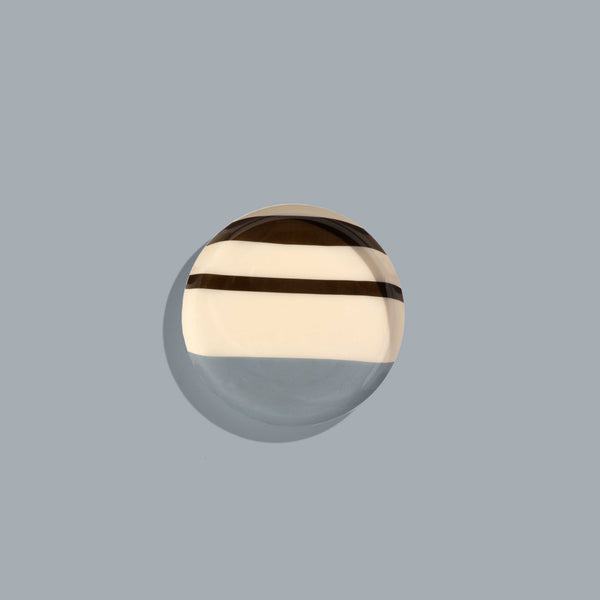 Zest round enamel tray in cream with grey and brown stripes by Geese