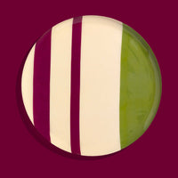 Zest round enamel tray in cream with green and pink stripes by Geese