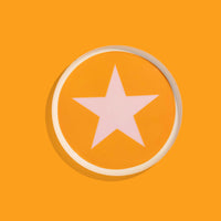 Zodiac round enamel tray in orange with a pale pink star and rim by Geese