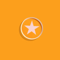 Zodiac round enamel tray in orange with a pale pink star and rim by Geese