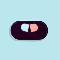 Zombie capsule enamel tray in deep purple with a blue and pink split pill design by Geese