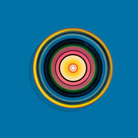 Zoom round enamel tray with multicoloured circles in blue, pink, yellow and green by Geese