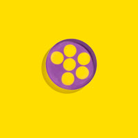 Zulu round enamel tray in purple with six yellow dots by Geese