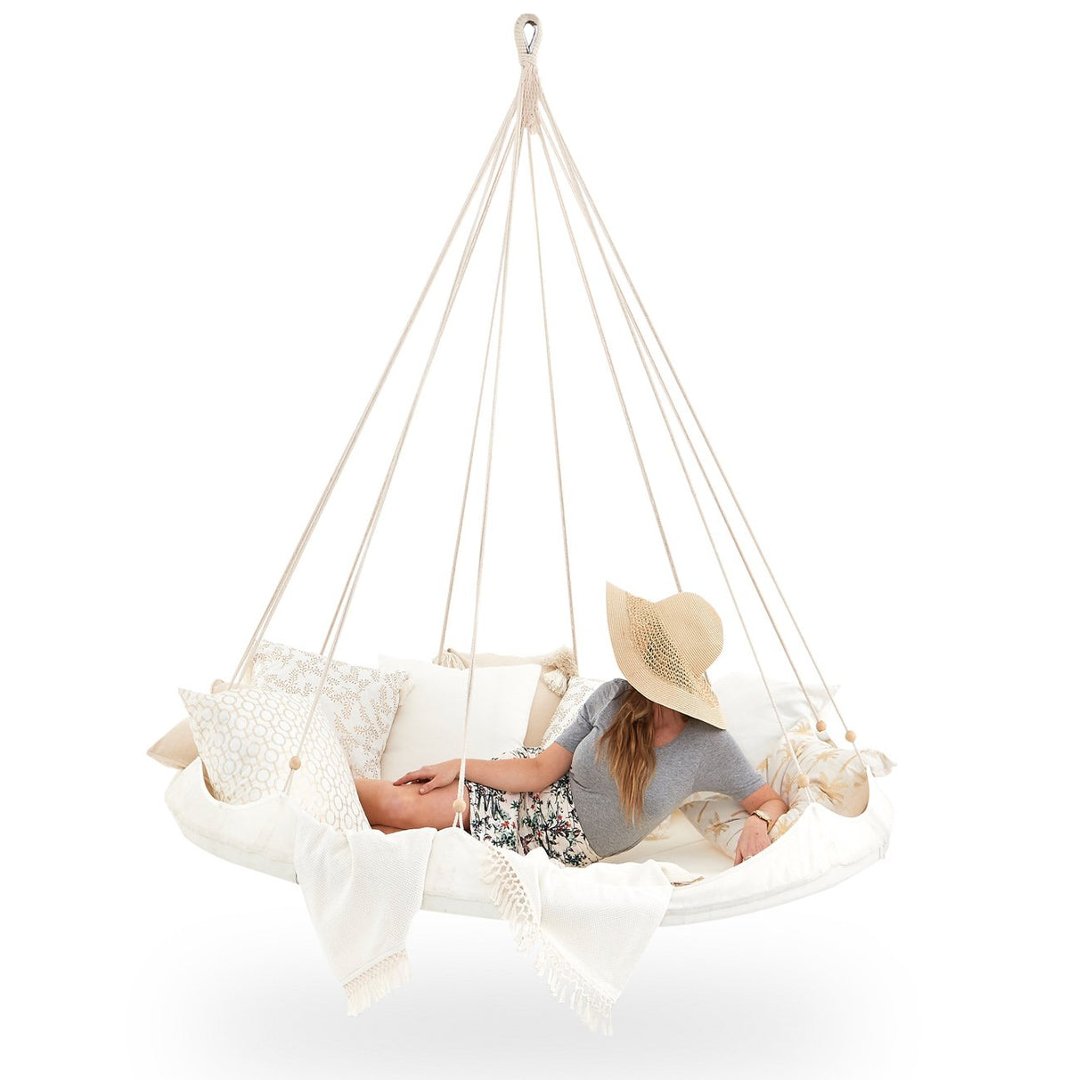 Large beige bag with handles, designed for carrying a TiiPii hanging bed or similar outdoor furniture.