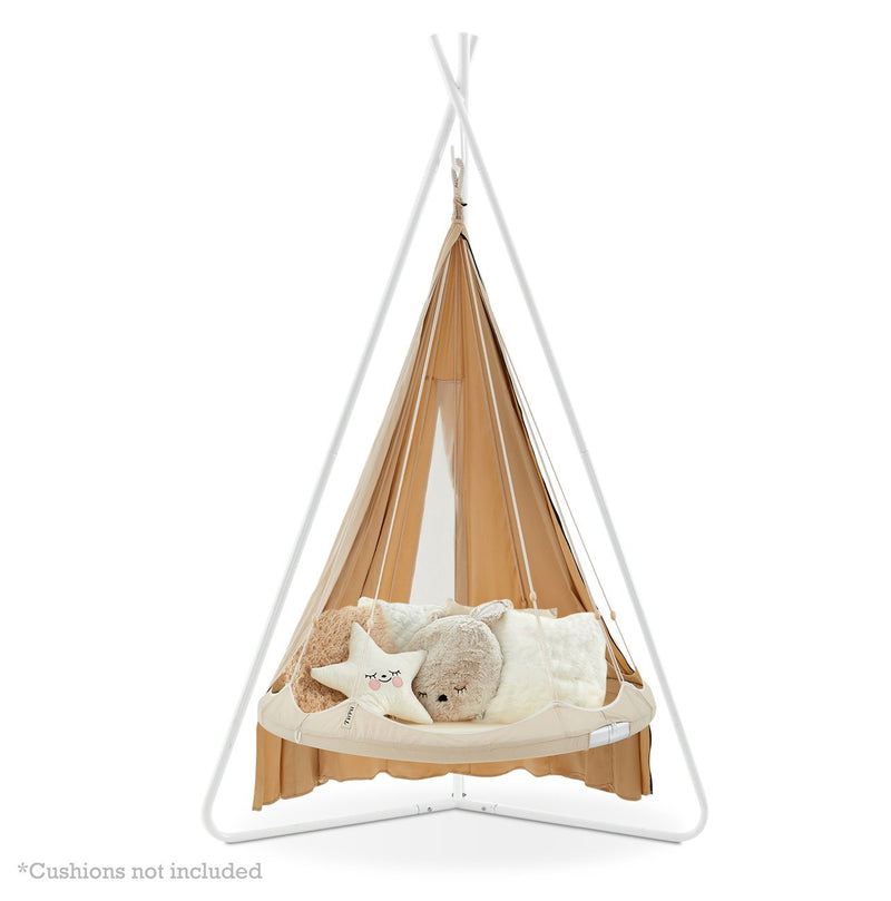 Kids 'Bambino' TiiPii Bed (Small) on stand with poncho