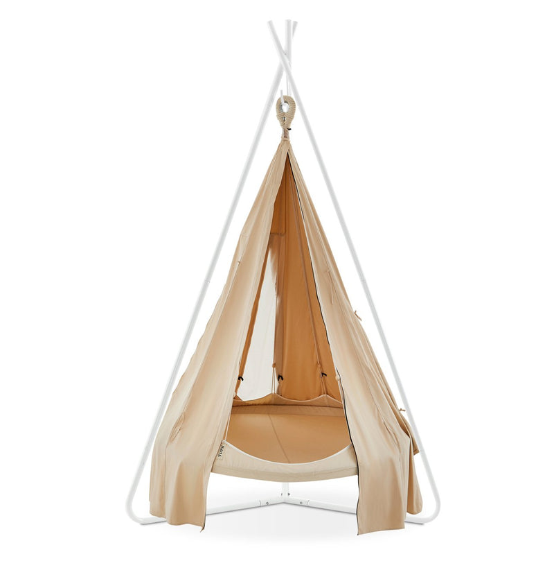 Kids 'Bambino' TiiPii Bed (Small) on stand with poncho