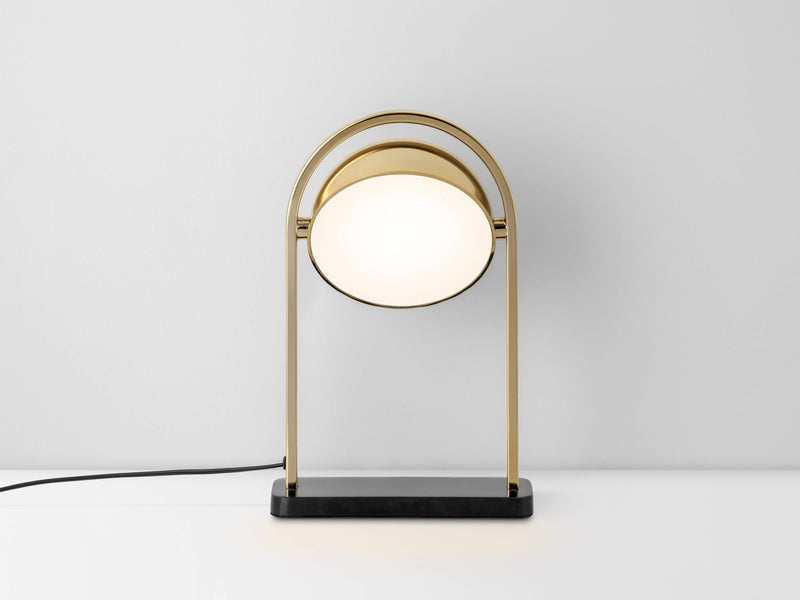 Brass and marble LED dome table lamp