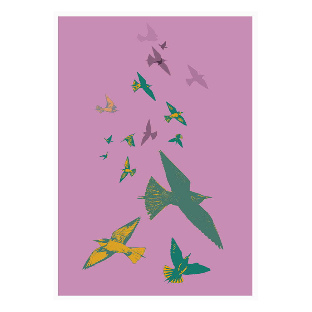 Bee Eaters Stamped Wall Art Poster By Hershgold