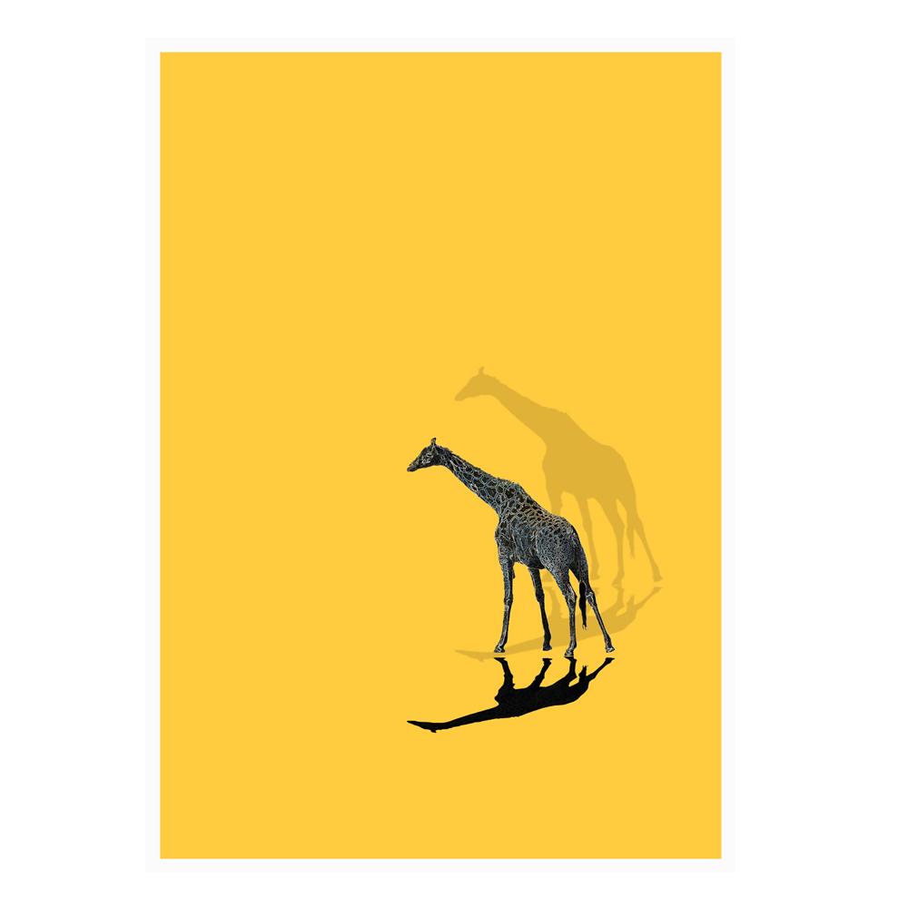 One Giraffe Wall Poster By Hershgold Yellow