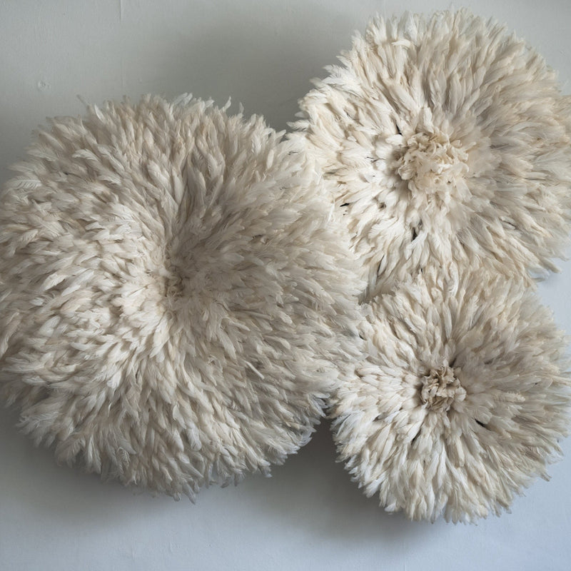 juju hat set of three in white /ivory feathers