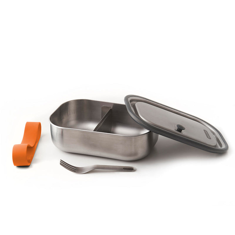 Lunch Box Large Stainless Steel By Black + Blum Orange Open