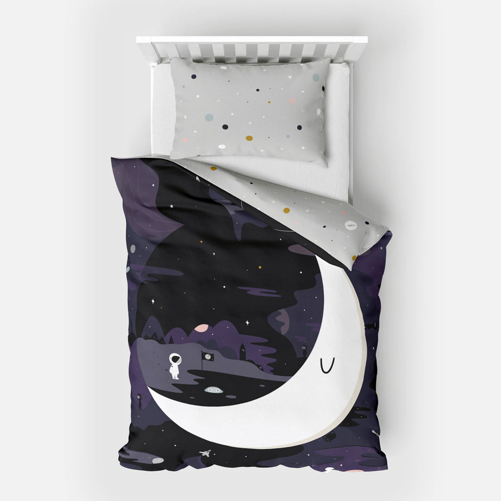 To The Moon Kids Bedding by Pea with Vinyl Sticker Set