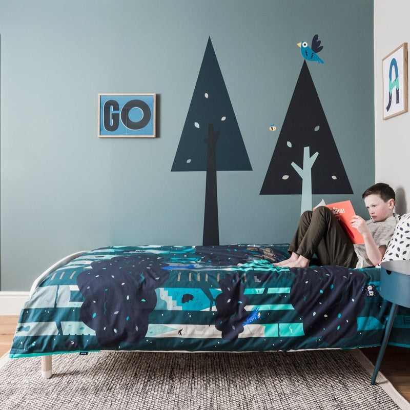Treetops Kids Bedding by Pea with Vinyl Sticker Set