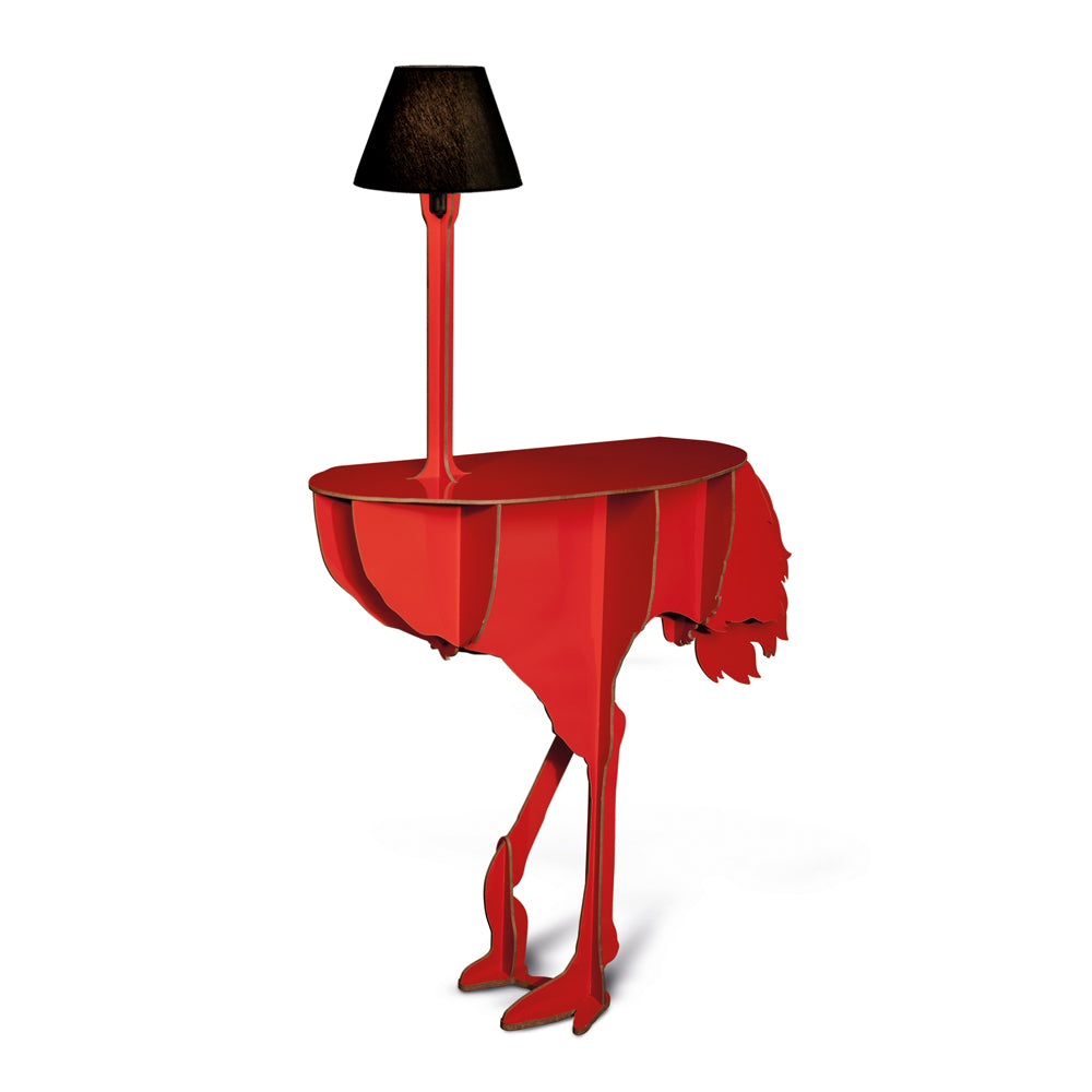 Ostrich Console With Lamp  Red- Diva Lucia