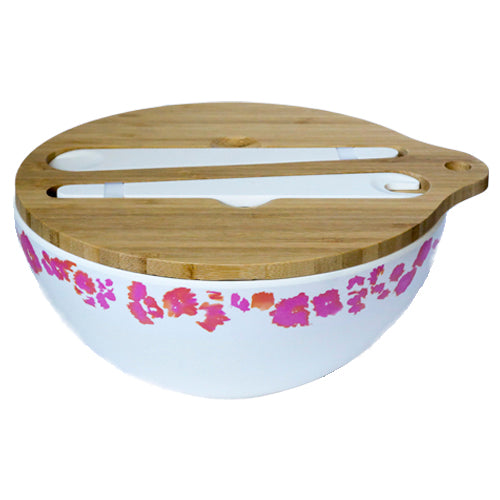 Emilie O'Connor Coral Reef Large Bamboo Salad Bowl With Tongs 