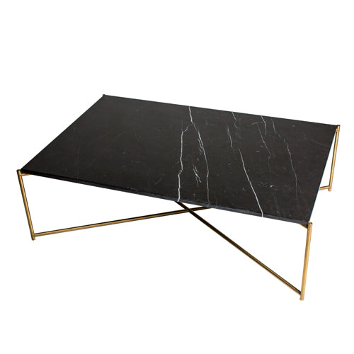 Gilmore Space Iris Brass Rectangle Coffee Table Black Marble