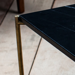 GillmoreSpace Iris Brass Rectangle Coffee Table black marble