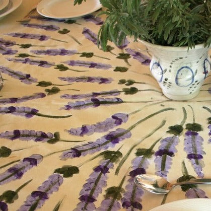 Lavender Flowers Hand Painted Tablecloth