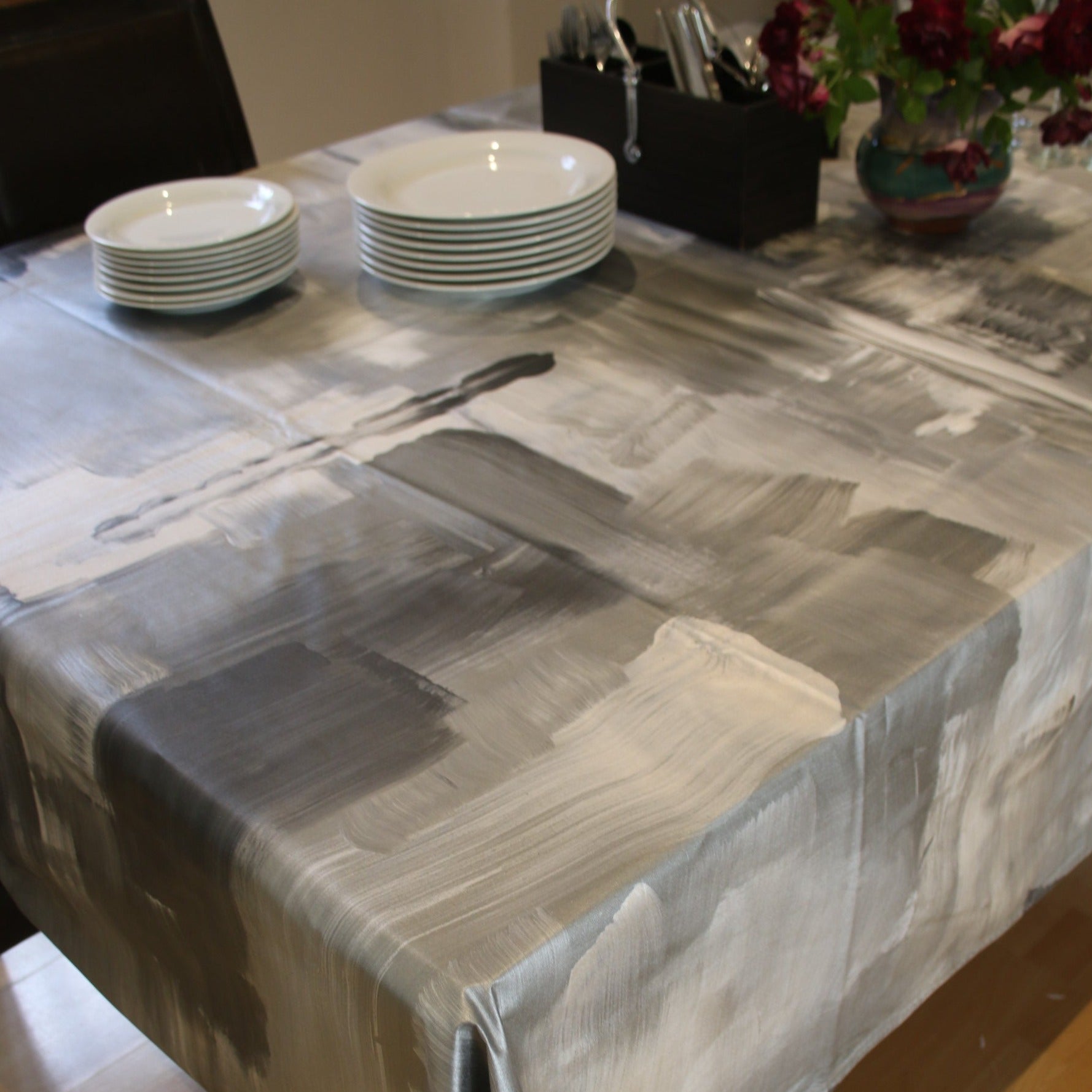 Edge Hand Painted Tablecloth Gorgeous Greys